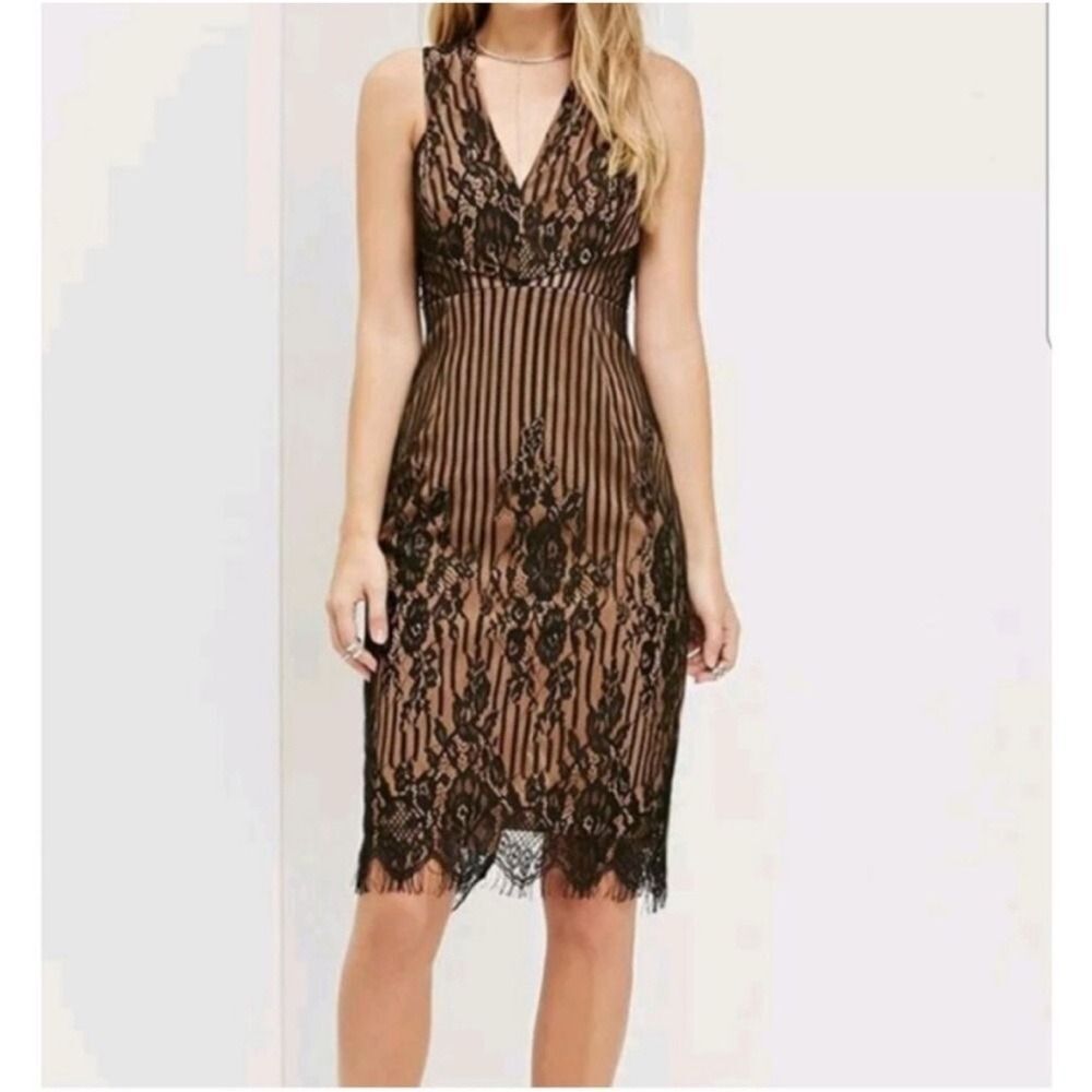 Ministry of Style Black and Tan Pencil Dress